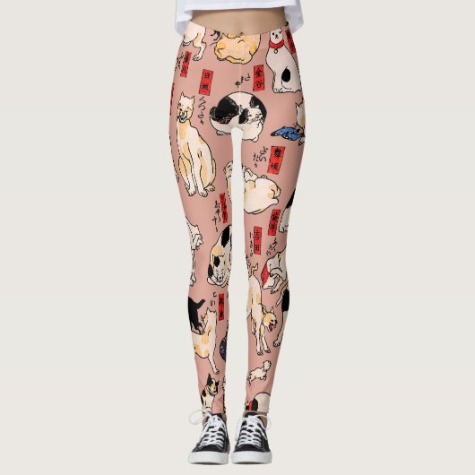 Japanse katten Ukiyo-e Funny kat Leggings (Voorkant)
