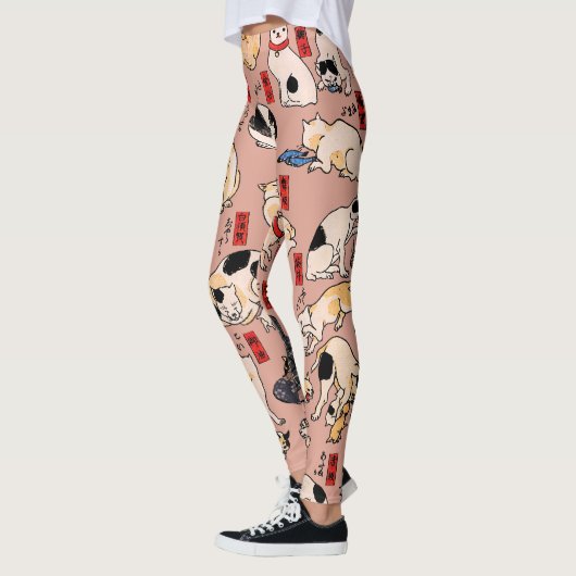 Japanse katten Ukiyo-e Funny kat Leggings (Links)
