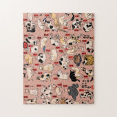 Japanse katten Ukiyo-e Funny kat Legpuzzel (Verticaal)