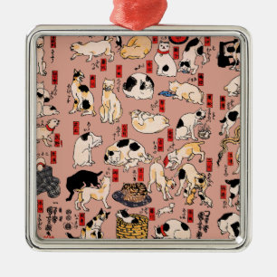 Japanse katten Ukiyo-e Funny kat Metalen Ornament