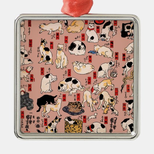 Japanse katten Ukiyo-e Funny kat Metalen Ornament (Voorkant)