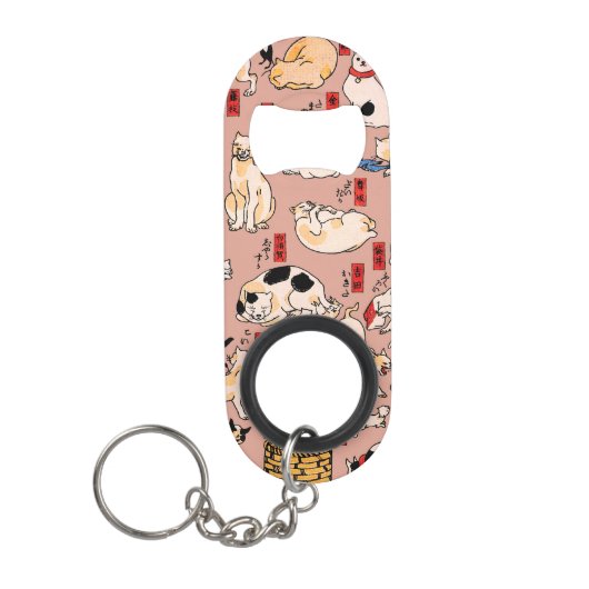 Japanse katten Ukiyo-e Funny kat Mini Flessenopener (Voorkant)