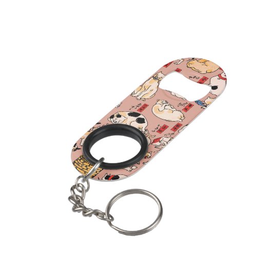 Japanse katten Ukiyo-e Funny kat Mini Flessenopener (Achterkant Gekanteld)