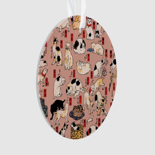 Japanse katten Ukiyo-e Funny kat Ornament (voorkant)