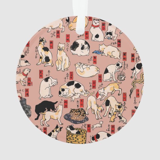 Japanse katten Ukiyo-e Funny kat Ornament (achterkant)