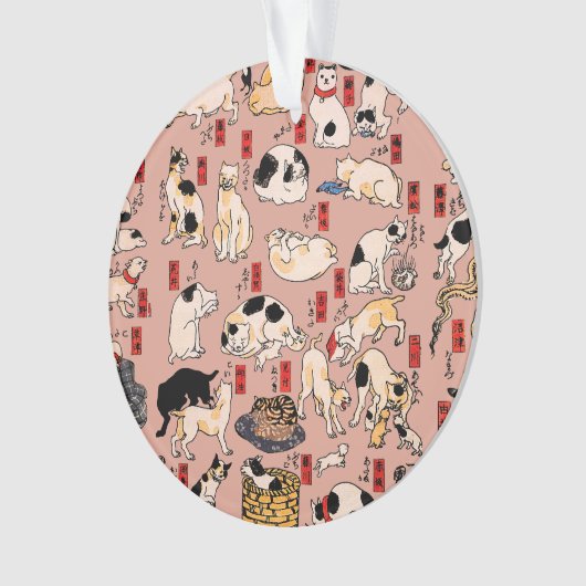 Japanse katten Ukiyo-e Funny kat Ornament (voorkant)