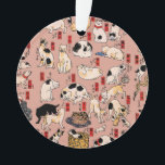 Japanse katten Ukiyo-e Funny kat Ornament<br><div class="desc">Dit afbeelding is gebaseerd op de ukiyo-e Cats print van de Japanse houtsnede illustrator Utagawa Kuniyoshi (1797-1861). Deze antiek ukiyo-e print heeft vijfenvijftig poezen die allerlei katachtige dingen doen. Katten voorgesteld als de drieënvijftig stations van de Tokaido,  1850</div>
