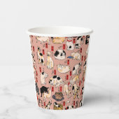 Japanse katten Ukiyo-e Funny kat Papieren Bekers (Achterkant)