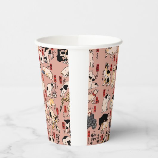 Japanse katten Ukiyo-e Funny kat Papieren Bekers (Links)