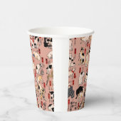 Japanse katten Ukiyo-e Funny kat Papieren Bekers (Rechts)