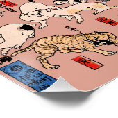 Japanse katten Ukiyo-e Funny kat Perfect Poster (Hoek)