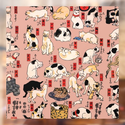 Japanse katten Ukiyo-e Funny kat Raamsticker (Vel 2)