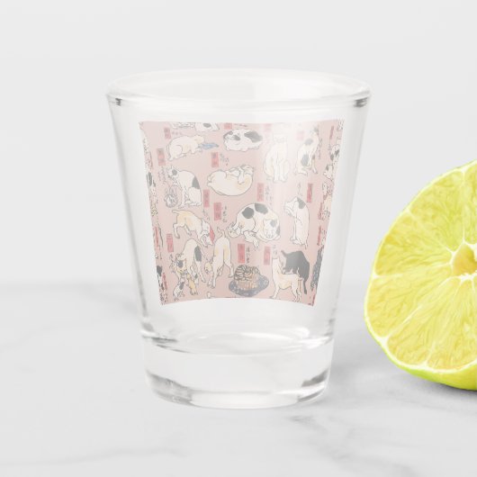 Japanse katten Ukiyo-e Funny kat Shot Glas (Achterkant)