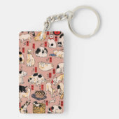 Japanse katten Ukiyo-e Funny kat Sleutelhanger (achterkant)