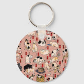 Japanse katten Ukiyo-e Funny kat Sleutelhanger (Voorkant)