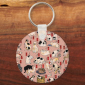 Japanse katten Ukiyo-e Funny kat Sleutelhanger (Achterkant)