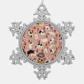 Japanse katten Ukiyo-e Funny kat Tin Sneeuwvlok Ornament (Voorkant)