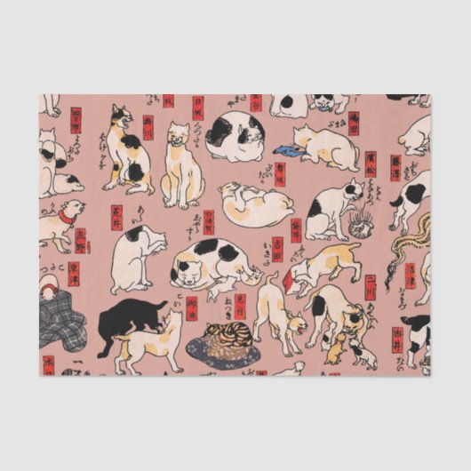 Japanse katten Ukiyo-e Funny kat Tissuepapier (Voorkant)