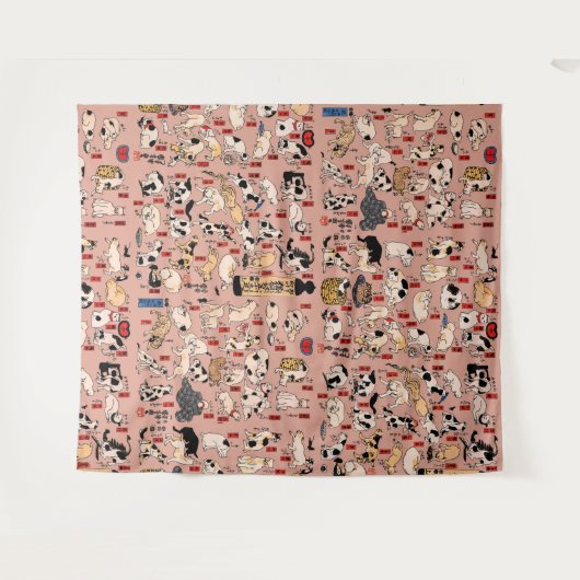 Japanse katten Ukiyo-e Funny kat Wandkleed (Voorkant (horizontaal))