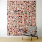 Japanse katten Ukiyo-e Funny kat Wandkleed (In situ)