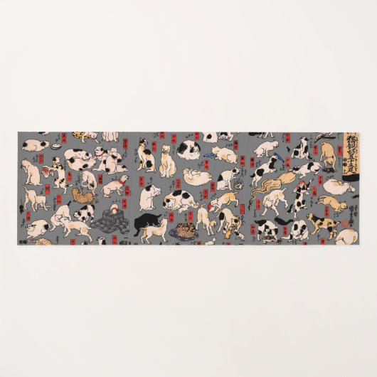 Japanse katten Ukiyo-e Funny kat Yogamat (Voorkant (horizontaal))