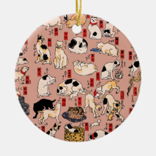 Japanse Katten Ukiyo-e Kunst Grappig Keramisch Ornament
