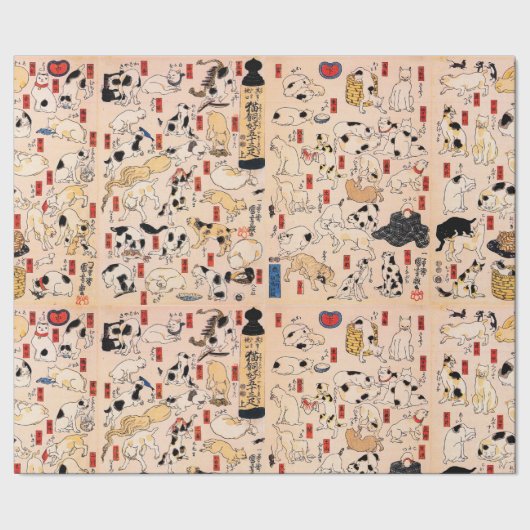 Japanse katten van Utagawa Kuniyoshi — Verpakkings Cadeaupapier (Zoom)