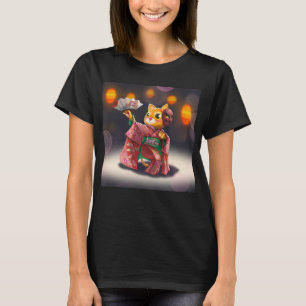 Japanse kattendanser in traditioneel kostuum t-shirt