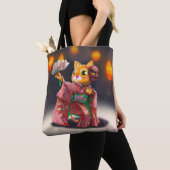 Japanse kattendanser in traditioneel kostuum tote bag (Dichtbij)