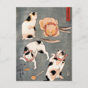  Japanse kattenkunst Briefkaart
