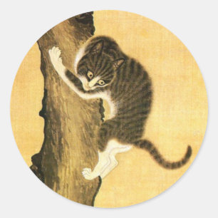 JAPANSE KATTENKUNST IN BOOMRONDE STICKER