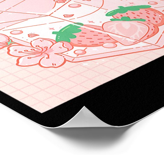 Japanse Kawaii Anime Aesthetische Roze Strawber Poster (Hoek)