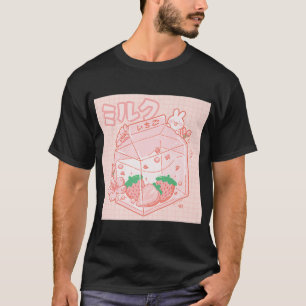 Japanse Kawaii Anime Aesthetische Roze Strawber T-shirt