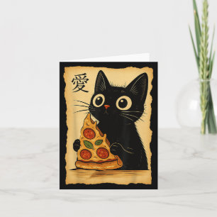 Japanse Kawaii Anime Kat Pizza Esthetiek Kat Eet Kaart