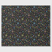 Japanse Kawaii Culture Doodles op zwart Cadeaupapier (Vlak)