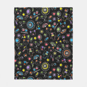 Japanse Kawaii Culture Doodles op zwart Fleece Deken (Voorkant)