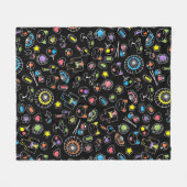 Japanse Kawaii Culture Doodles op zwart Fleece Deken (Voorkant (Horizontaal))