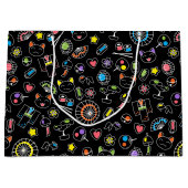 Japanse Kawaii Culture Doodles op zwart Groot Cadeauzakje (Voorkant)