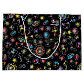 Japanse Kawaii Culture Doodles op zwart Groot Cadeauzakje (Achterkant)