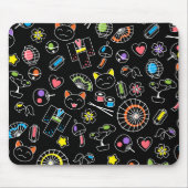 Japanse Kawaii Culture Doodles op zwart Muismat (Voorkant)