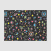 Japanse Kawaii Culture Doodles op zwart Tissuepapier (Voorkant)