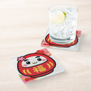 Japanse Kawaii Daruma Glazen Onderzetter
