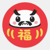 Japanse Kawaii daruma Ronde Sticker (Voorkant)