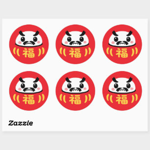 Japanse Kawaii daruma Ronde Sticker