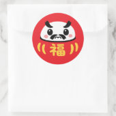 Japanse Kawaii daruma Ronde Sticker (Tas)