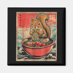 Japanse Kawaii Eekhoorn Eet Ramen Anime Cadeaus  Magneet