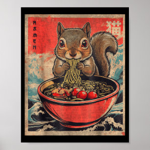 Japanse Kawaii Eekhoorn Eet Ramen Anime Cadeaus Poster