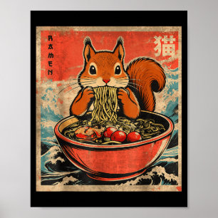 Japanse Kawaii Eekhoorn Eet Ramen Anime Cadeaus Poster