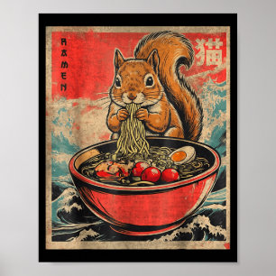 Japanse Kawaii Eekhoorn Eet Ramen Anime Cadeaus Poster