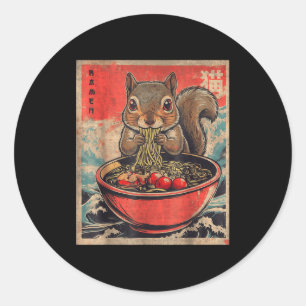Japanse Kawaii Eekhoorn Eet Ramen Anime Cadeaus Ronde Sticker